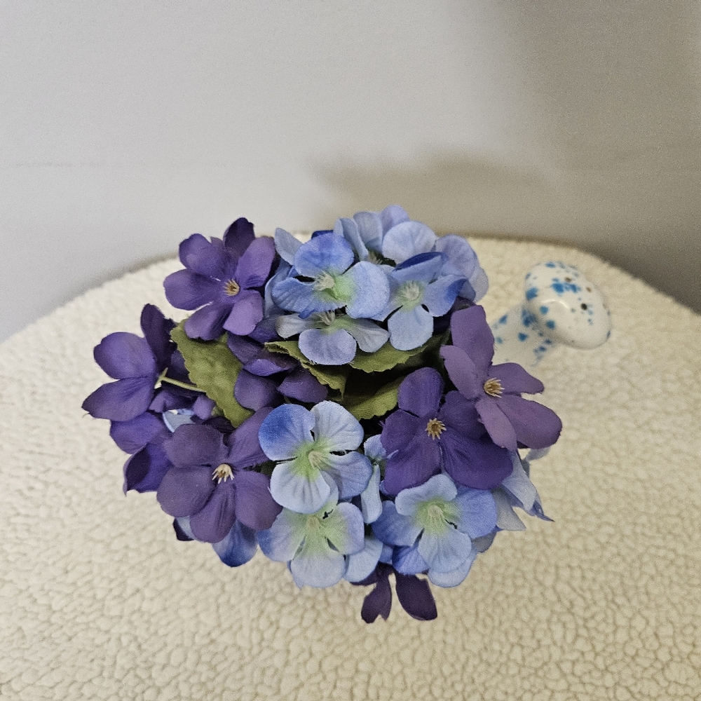 Blue and Purple Floral Ceramic Vase - Picture 5 of 16
